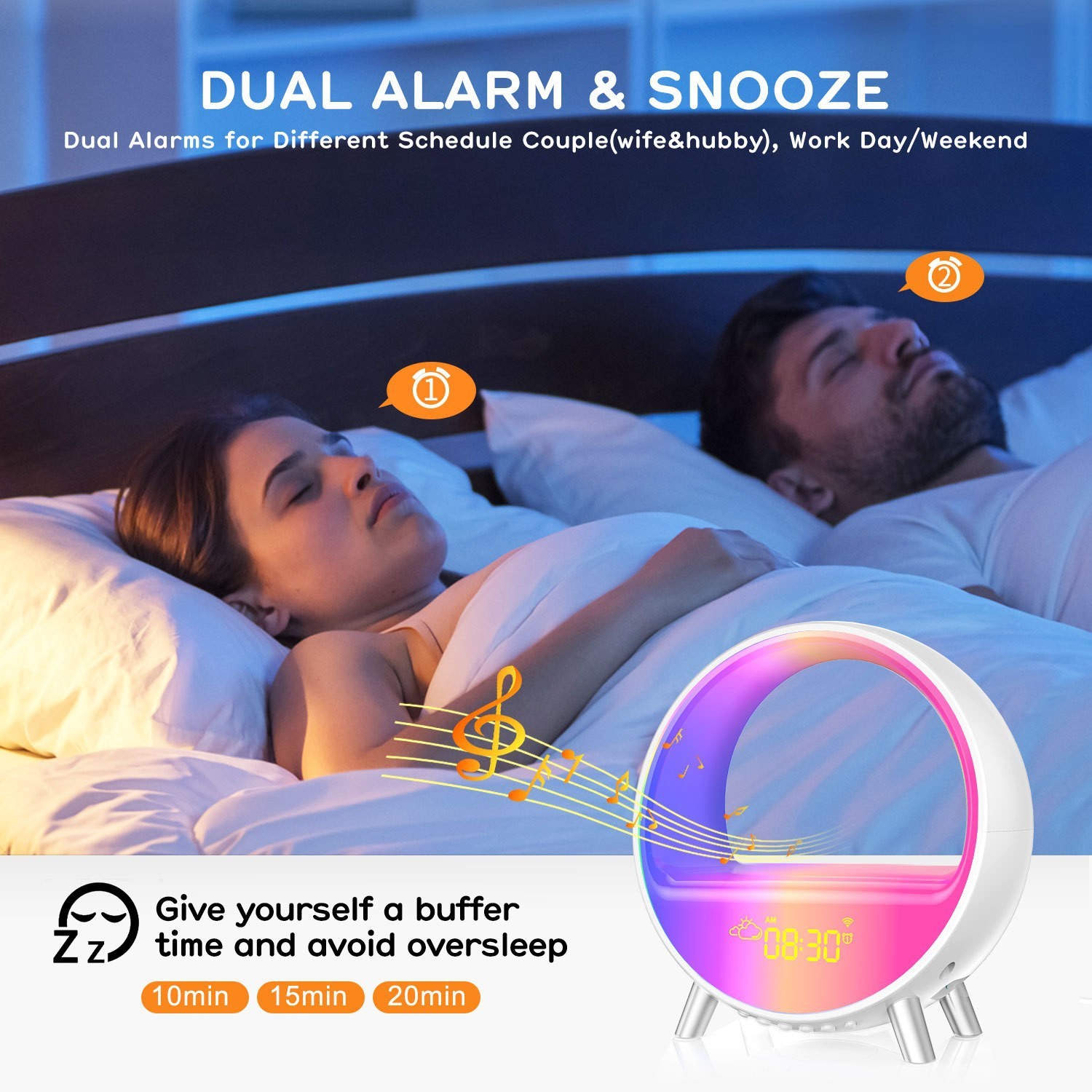 Atmosphere Lamp Bluetooth Speaker Smart Alarm Clock Night Light WiFi Wake Up Light Sunrise Sunset Lamp - Image 8