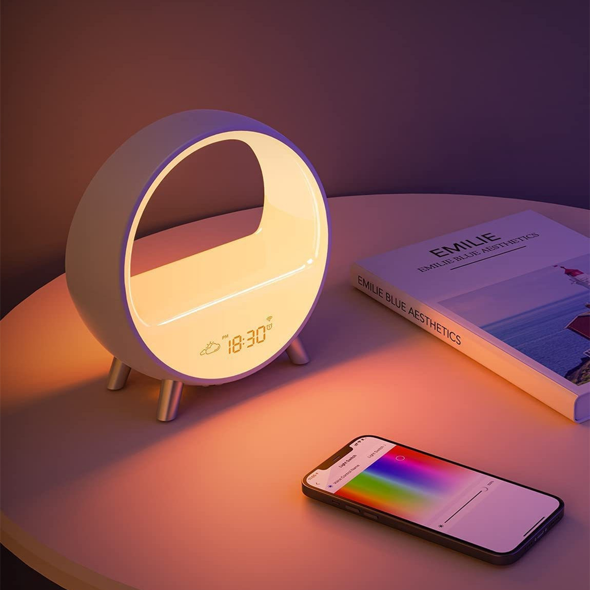 Atmosphere Lamp Bluetooth Speaker Smart Alarm Clock Night Light WiFi Wake Up Light Sunrise Sunset Lamp - Image 3